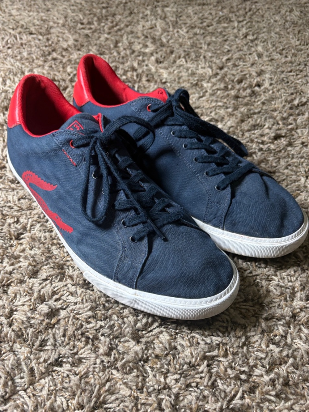 Lacoste Grad Vulc Men’s Size 13 Navy Blue Red Canvas Low Top Sneakers